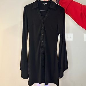 Bell sleeve button down mini dress